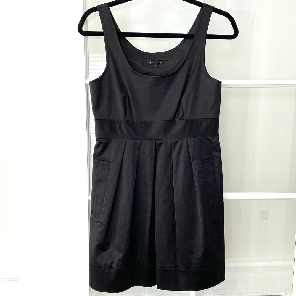 Theory Scoop Neck Sleeveless Mini Dress w/Pockets - 2